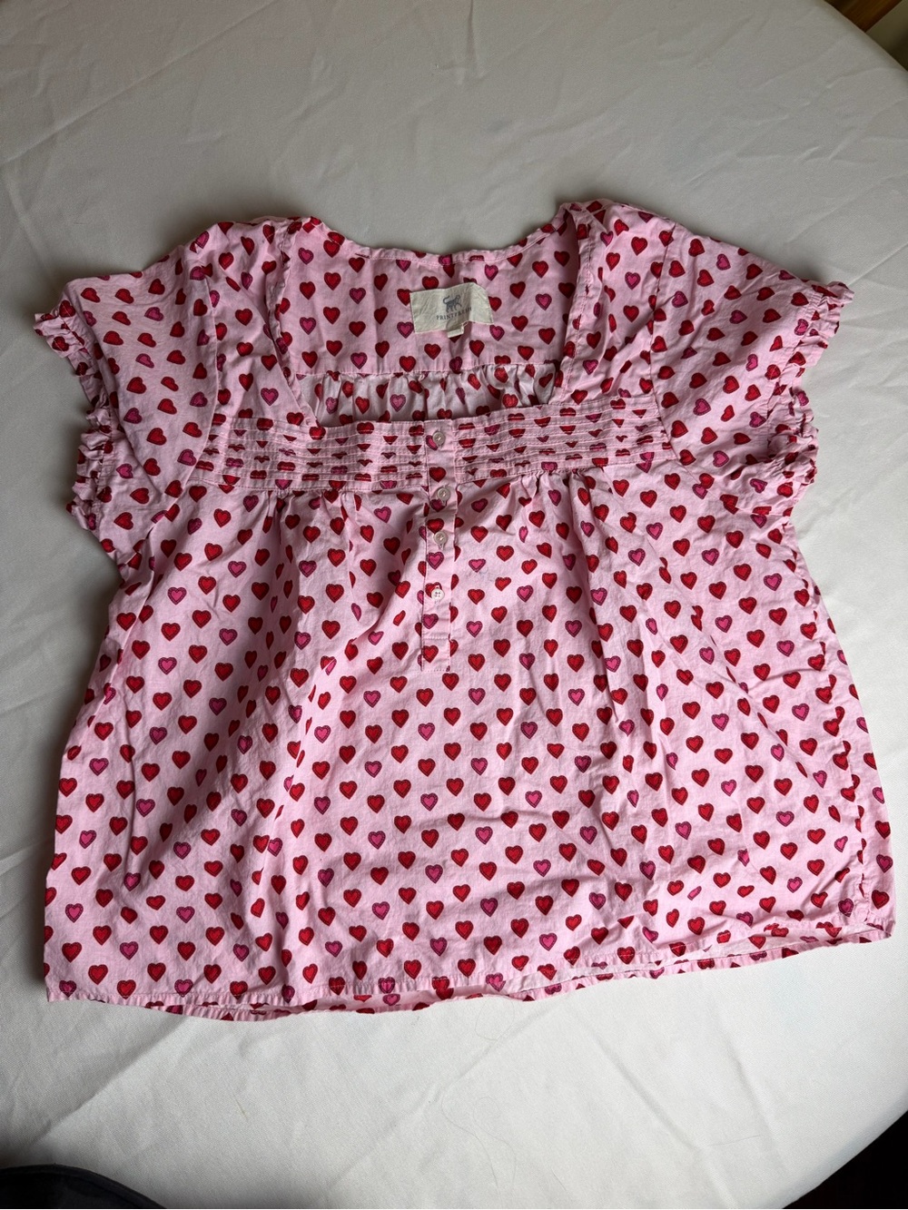 Printfresh Mini Candy Hearts Pintuck Short Set Pink and Red Mini Heart L - Picture 3 of 15